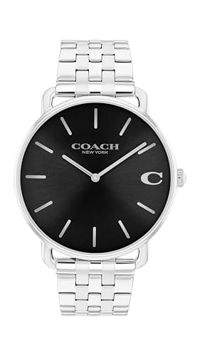 Coach Elliot Mens Quartz Watch - 2 - Hand Analog Movement - Link Bracelet - Classic Style for Everyday Wear - Gift for Him - 43mm