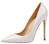  AOOAR Damen High Heel Klassische Abendschuhe Weiß Lackleder Pumps EU 39