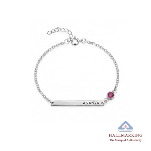 Image of TRUESILVER ACPL 925 Sterling Silver Personalised Bracelet for Women | Customized Name Bracelet Gift for Wedding Anniversary Birthday