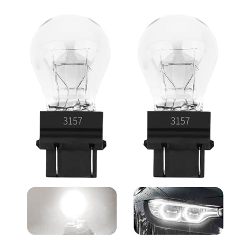 Purthog 2PCS 3157 Bulb for Car,Long-Term Use Tail Lights Bulb as Halogen Light Bulbs 12V P27-5W 3000K,Universal Brake Light Bulbs Replacement for Trucks,SUVs,Cars Accessories (White)