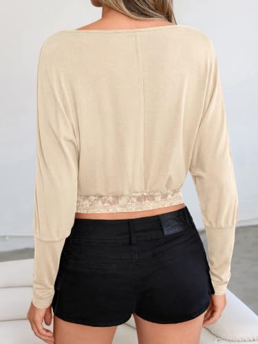 KIRUNDO Womens Fall Trendy Off The Shoulder Tops Sexy Asymmetrical T-Shirts - image 3
