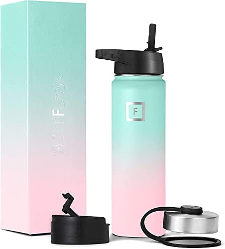 Iron Flask Sports Water Bottle - 945 ml, 3 Lids (Straw Lid), Vacuum Insulated Stainless Steel, Double Walled, Thermo Mug, Metal Canteen