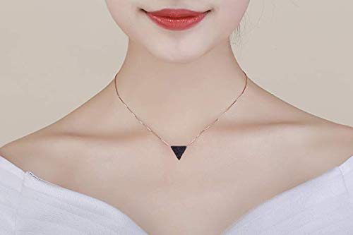 lenoup Triangle Lava Bead Essential Oil Diffuser Necklace,Lava Stone Necklaces Essential Pendant Aromatherapy Jewelry(Rose Gold)