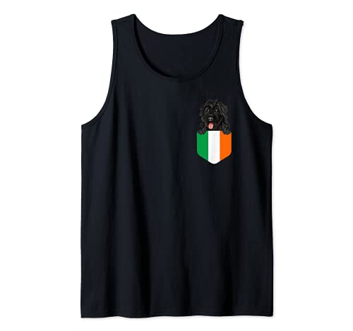 Ireland Flag Bouvier des Flandres Dog In Pocket Tank Top, Black