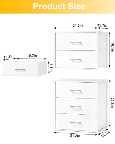 Image of Fixwal Closet Drawers for Clothes, 2 Pack, 5 Drawers Stackable, 21.2 inch Wide