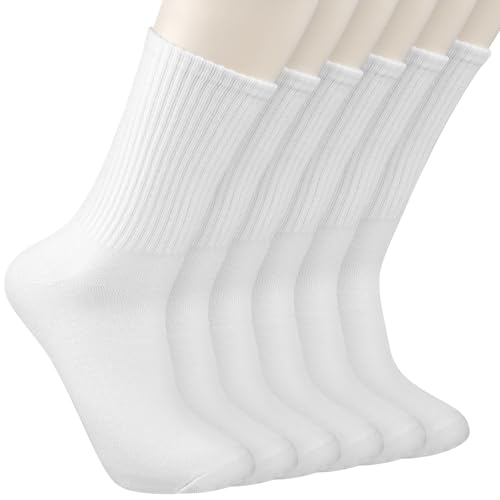 3 Pack Mid Socks for Women and Men - White Crew Tube Socks for Gym, Ultimate Comfort Toe Seamed Ankle Socks, Mid High for Boots Sneakers Loafer, Medium