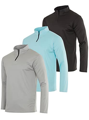 3 Pack:men's Quarter 1/4 Zip Pullover Long Sleeve Athletic Mesh Quick Dry Dri Fit Shirt Gym Running Performance Golf Half Zip Up Top Thermal Workout Sweatshirts Sweater Sports Track Jacket-Set 5,M #TOP26