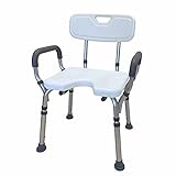 Tuffcare Deluxe Armed Dusch- und Badstuhl mit Rückenlehne und Armlehnen, werkzeuglose Montage zum Aufstecken, leicht und höhenverstellbar, ideal für Reisen (hygienisch mit Rückenlehne)