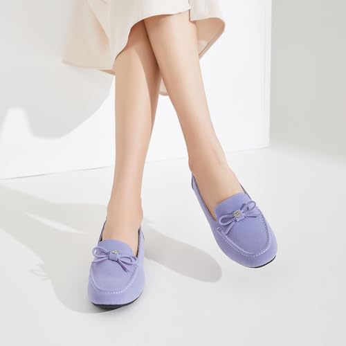 BABUDOG Womens Faux Suede Loafers,Black Flats Shoes for Women,Slip on Ballet Flats Casual Shoes4