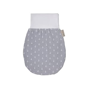 KraftKids Trappelzak mousseline grijs anker voor de herfst/winter van mousseline katoen en warm fleece verkrijgbaar in twee maten