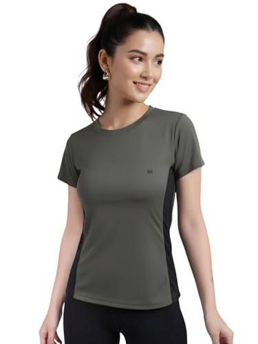 Image of White Moon Gym Tshirt for Women Workout Dry Fit t Shirt Sports Tshirt | Gym Tops for Woman | Lightweight Round Neck Breathable Half Sleeve Activewear Running Yoga Tops for Woman