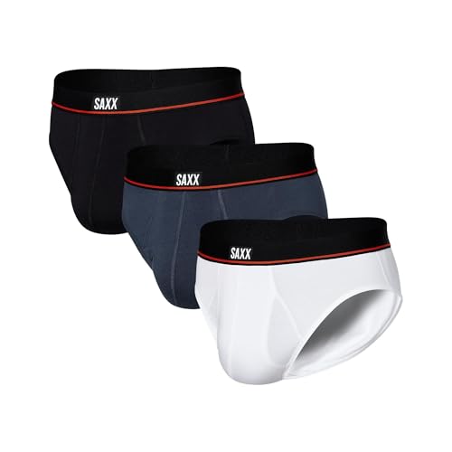 SAXX Underwear Co. Men's Underwear with Pouch Non-Stop Stretch Cotton Brief Fly 3Pk