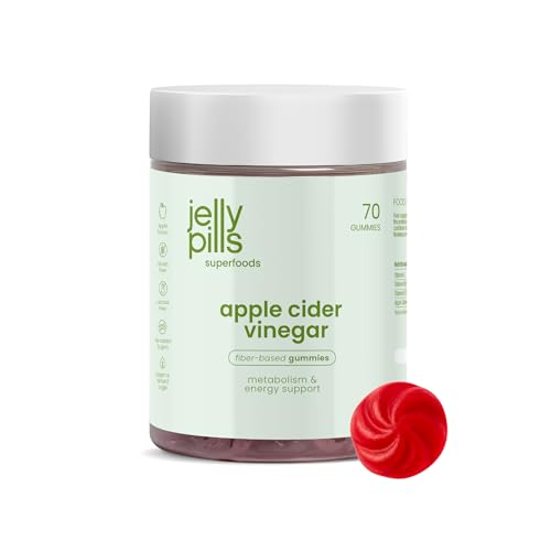 Jelly Pills Gominolas de Vinagre de Manzana de la Madre 1000mg con Cromo y Vitamina C - 70 Gummies Veganas - Sin Azucares Anadidos - Sabor a Manzana Natural - Apoya la Salud Digestiva