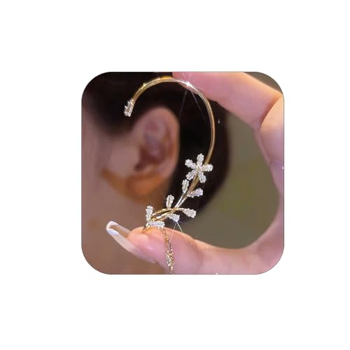 BETHYNAS Glitter Rhinestone Butterfly Flower Ear Cuff Sparkly Non-Pierced Crystal Tassel Fake Earrings Climber Lady Ear Wrap Bridal Party Ear Jewelry for Women and Girls