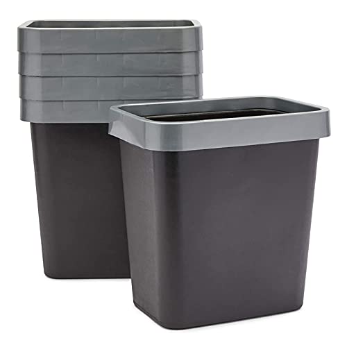 Medium Waste Baskets, Black Garbage Cans (11.6 X 11.1 X 7.87 In, 5 Pack) #TOP3