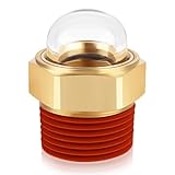 Domed Oil Sight Glass, 3/4'' NPT Hex Head Oil Sight Glass, Brass Bulls Eye Sight Glass Liquid Level Gauge Oil Indicator Window for Air Compressor Gearbox Tank