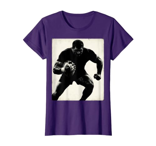 Battered Rugby Player Taped Hands Illustration T-Shirt, Women, Purple, Large