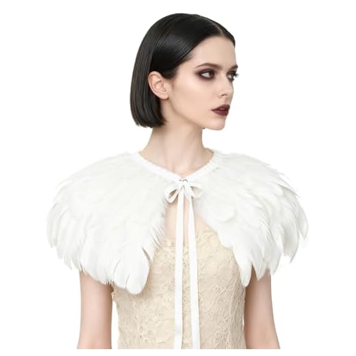 L'VOW Fashion Feather Cape Stole Black White Beige Shawl Burning Man Costumes