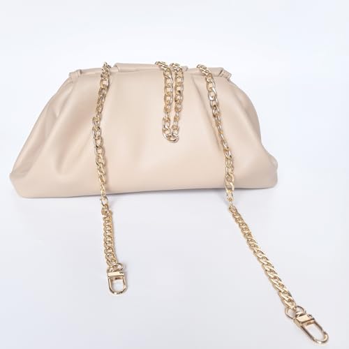 Image of BRYCTSISEN Pleated Evening Vegan Leather Clutch Handbag Purse Metallic PU Cloud Shoulder Bag for Women Evening Purse Handbag