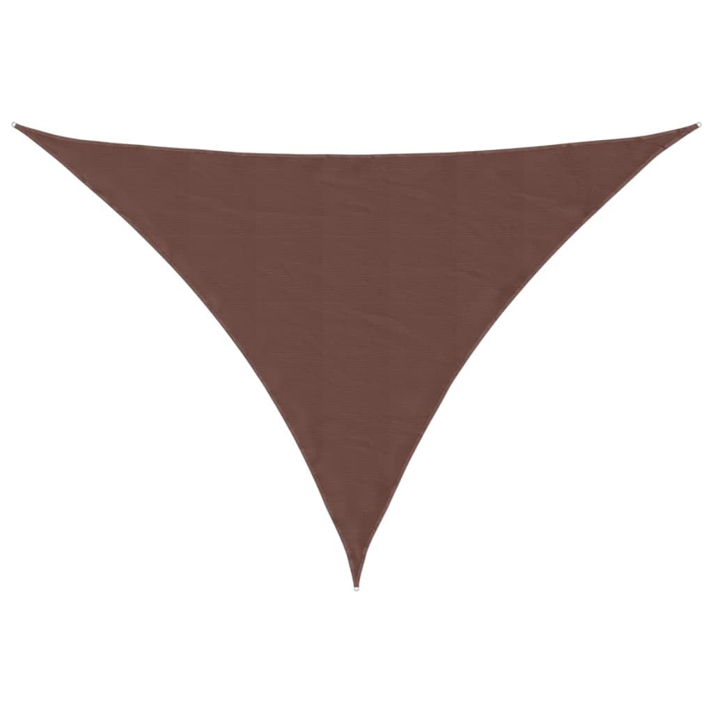 Voile d'ombrage extérieur triangulaire 5x5x6 m marron en tissu Oxford avec fixations