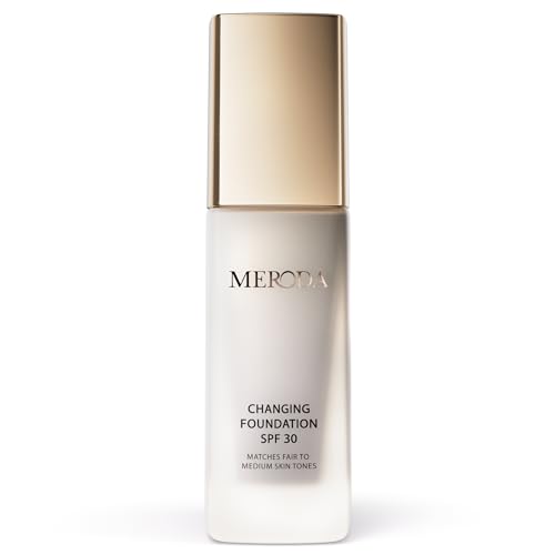 MERODA® Changing Foundation SPF 30 [LIGHT TO MEDIUM SKIN] - Foundation Color Changing - Farbwechselnde Foundation für Reife Haut - Make Up Hautton Anpassend - Foundation Gesichts Make Up