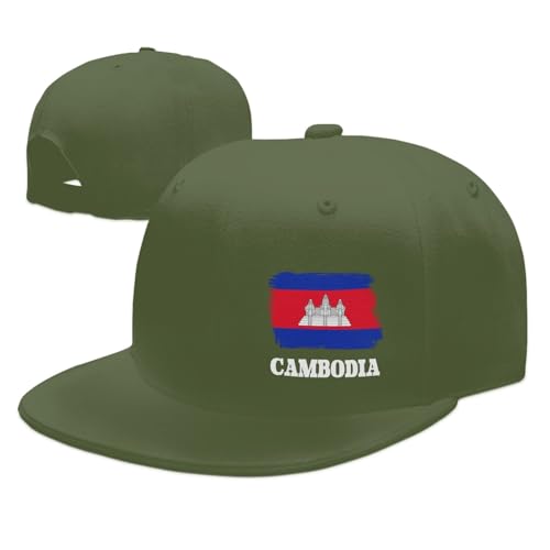 Funny Cambodian Cambodia Flag Snapback Hat Unisex Flat Brim Bill Baseball Cap Black