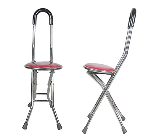Bastón para caminar con asiento de acero inoxidable y cuatro patas para ancianos 2