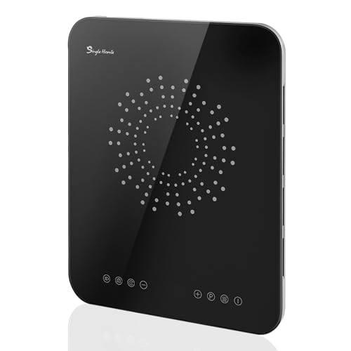 Induktionskochplatte, Induktionskochfeld 1 Platte, 23 mm Ultradünn, Zwei Lüfter, 2100W Induktionsplatte mit Multi-Sicherheitsschutz, 10 Heizstufen, Timer-Funktion, Kindersicherung