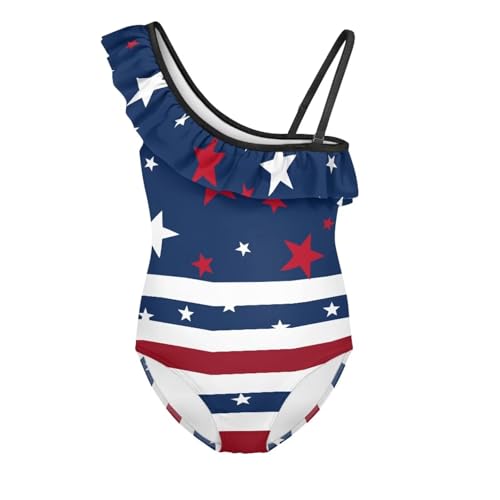 Girls One Piece Swimsuit Ruffle One Shoulder Halter Bathing Suit Adjustable Strap Beach Hawaiian Swimwear 3-14