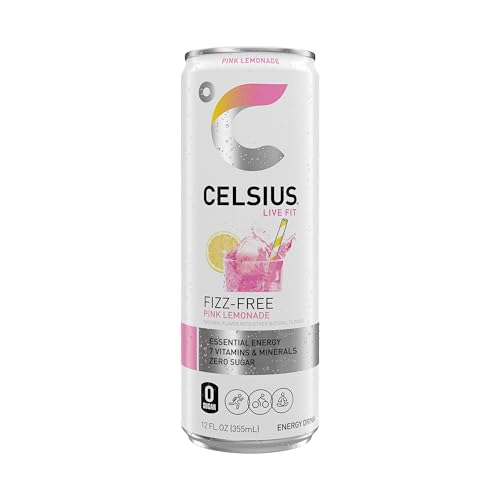 Image of CELSIUS Fizz Free Pink Lemonade, Sugar Free Energy Drink, 12 Fl Oz (Pack of 12)