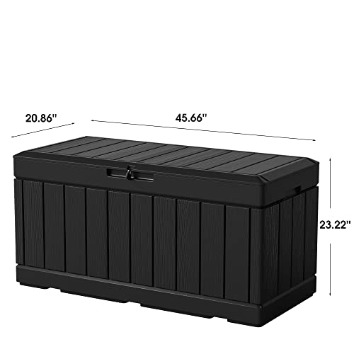 Greesum 82 Gallon Resin Deck Box Large Outdoor Storage For Patio Furniture, Garden Tools, Pool Supplies, Weatherproof And Uv Resistant, Lockable, Black #TOP6