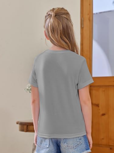 Image of Girls Short Sleeve T Shirts Kids Summer Tops Crewneck Tees 5-14 Years
