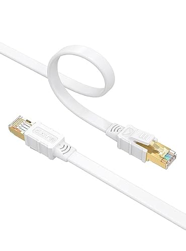 Larrok Cat 8 Ethernet Cable 6Ft, High Speed Flat Internet Lan Cable 40Gbps 2000Mhz With Gold Plated Sftp Rj45 Connector, 26Awg Shielded Indoor Network Cable For Modem/Router/Xbox/Ps4/Gaming/Pc White #TOP29