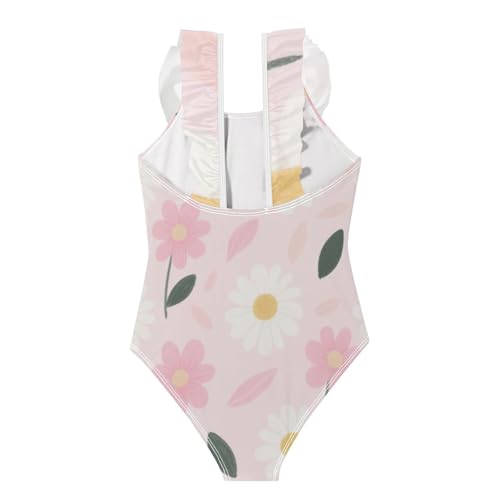 Bañador para niña de 3 a 6 años de margaritas rosadas 4