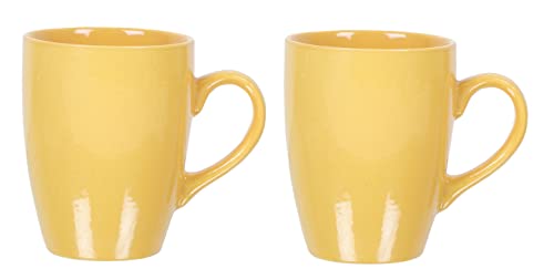 Image of QIMACPLUS Indian Handcrafted Ceramic Stylish Yellow Finish Elegant Design Plain Sparkling Ceramic Soup /Tea /Coffee /Milk Cup /Mug 300ML Set of 2