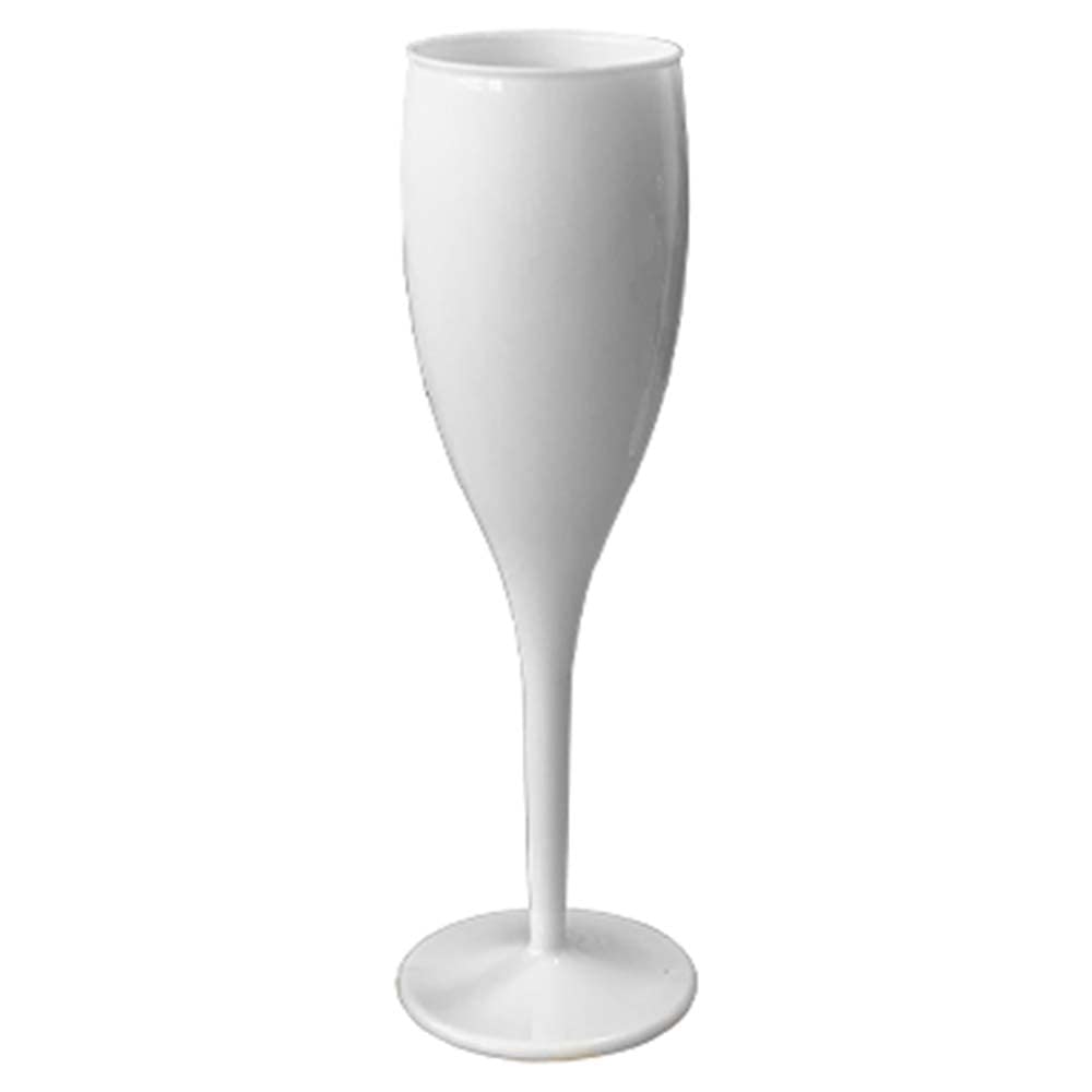 Belgravia Black or White Plastic Re-useable Champagne Flutes Pack 6’s (White)