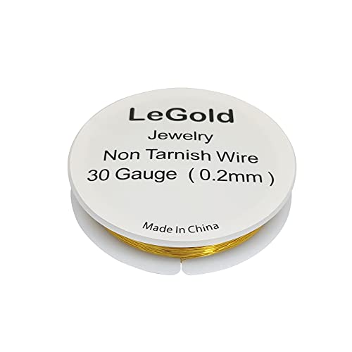 Legold 30 Gauge 20 Meter Jewelry Beading Craft Copper Wire Non Tarnish Resistant Gold Color #TOP1