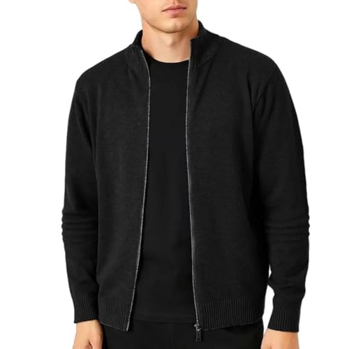 Cardigan tricoté à col montant Kelsiop zippé pour homme d'hiver