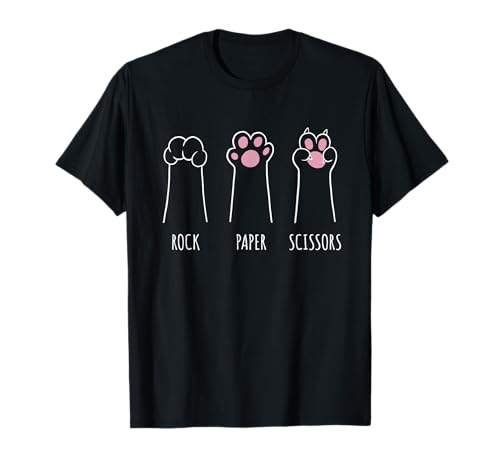 Rock Paper Scissors Hand Game Retro Sunset Paw Funny Cat Camiseta