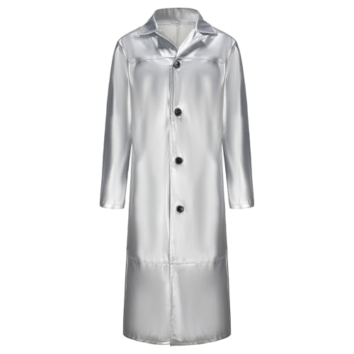 Manteau long pour homme Steampunk simili cuir retro veste longue polyuréthane