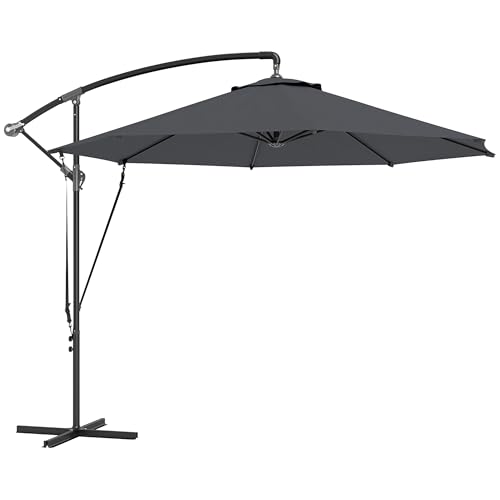 Outsunny Parasol Ø 290 cm con Base y Manivela