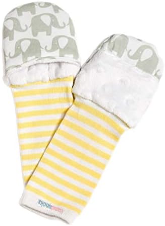 Handsocks Plushy Stay On Strap-Free No-Scratch & Warmth Mittens (Medium (6-12 Months. Bicep Size Should be Bicep 5.0"-8.0"), Felix(Grey/Foxes))