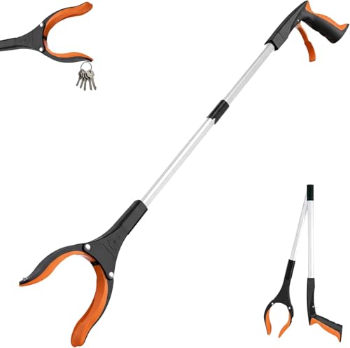 ZallyX Litter Picker Grabber Stick 32 Inch Heavy Duty Litter Pickers Grabber Hand Tools & Disabled aids Long Reach Rubbish Picker Lightweight Aluminium with Magnetic Grip (Orange)