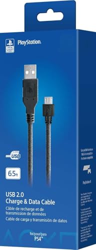 Jurimox Official PS4 Charging Cable for PlayStation 4, Licensed PS4 Controller Charger Cord - Play/Charge/Data Sync Simultaneously (USB A to Micro USB, 6.5FT)