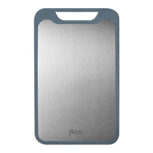 Tabla de cortar de acero inoxidable – Tabla de cortar de cocina de 35 x 22 cm | Tabla de cortar de encimera | Tabla de cortar de pechuga multiusos | Tabla de cortar alimentos antideslizante para