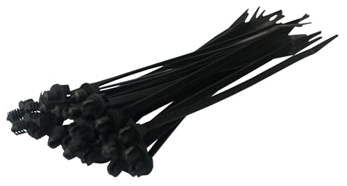 Pro Tie Fir Tree Push Mount Nylon Cable Ties for Indoor and Outdoor Use |8-Inch, 50 lbs. Tensile Strength, UV Black Nylon, 25-Pack (PN: B8FTPM25)