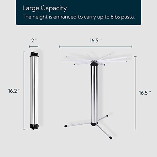 Kitchendao Collapsible Pasta Drying Rack, Foldable For Easy Storage, Rotary Arms, Detachable For Easy Cleaning, Stainless Steel Homemade Hanging For Up To 6 Lbs, Pasta Noodle Spaghetti Stand Hanger #TOP2