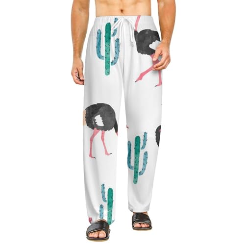 Vêtements de nuit pantalon de détente femme long imprimé cactus autruche S