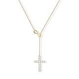 Poxtex Infinity Necklace for Womens 14K Gold Plated Cubic Zirconia Large Cross Pendant Necklaces Non Tarnish Minimalist Jewelry Faith Cross Gifts