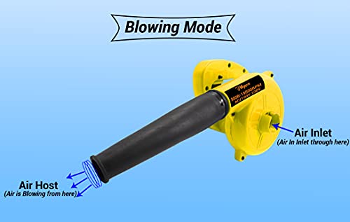 Image of Hillgrove Yellow 800W-18000RPM Electric Air Blower and Suction Dust Cleaner for AC /Computer /Home with Air Blower Machine Gun Dust Cleaning Forward Curved Air Blower (Corded Vacuum)